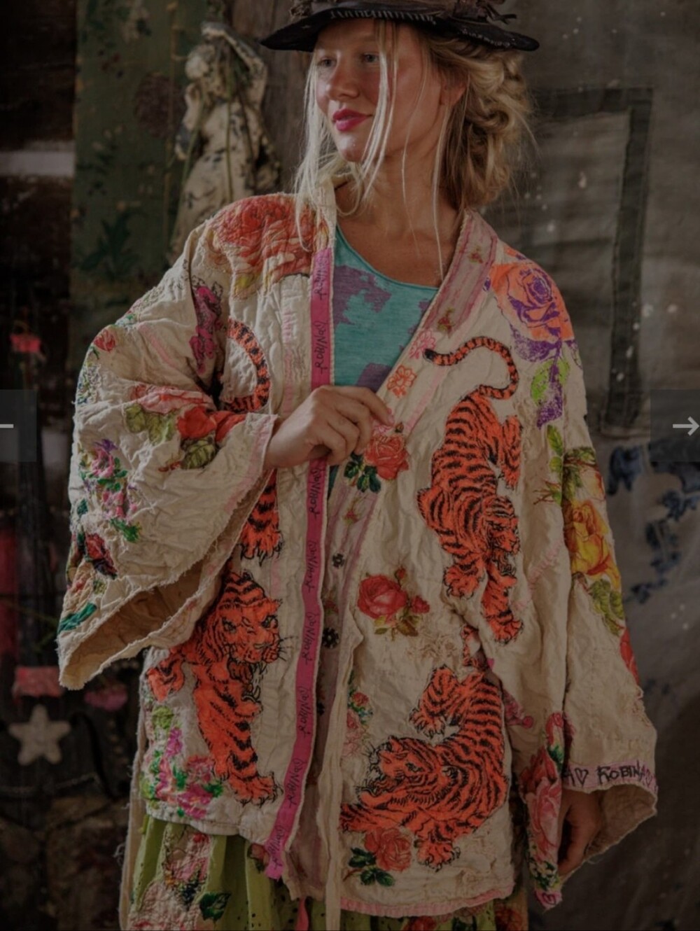Magnolia PEARL Quilted Tiger Print Wrap Jacket - Pink & Cream - Picture 4 of 4